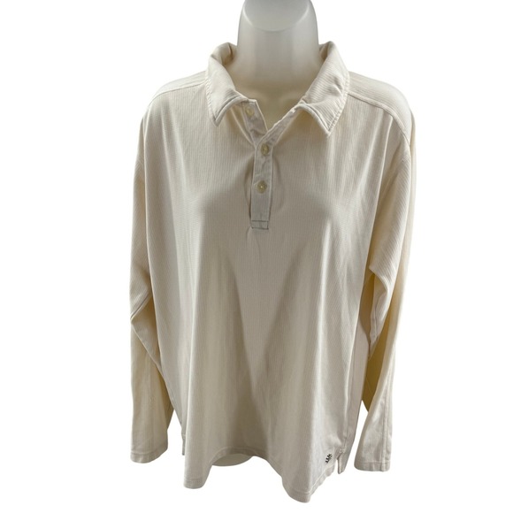 Coolibar Tops - Coolibar Womens UPF 50+ Long Sleeve Polo Shirt Cream Size Large Cooltect